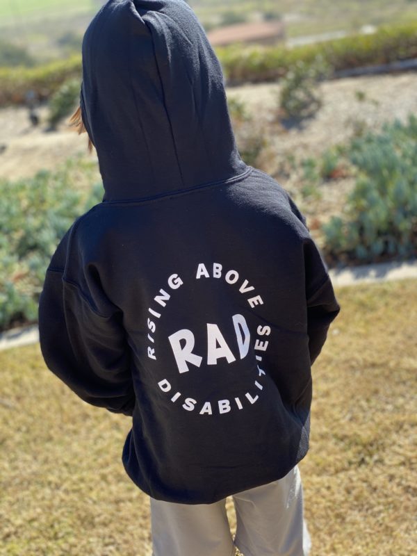 Back of RAD camp youth hoodie