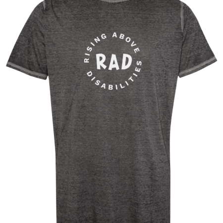 Black t-shirt with RAD circular logo