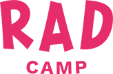 Image of the words "RAD Camp" in bright pink