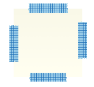 Illustration of paper with blue tape on all 4 sides