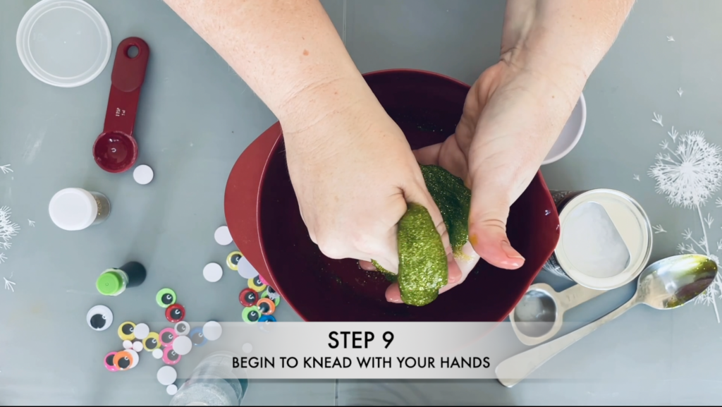 Step 9: Begin to knead with your hands