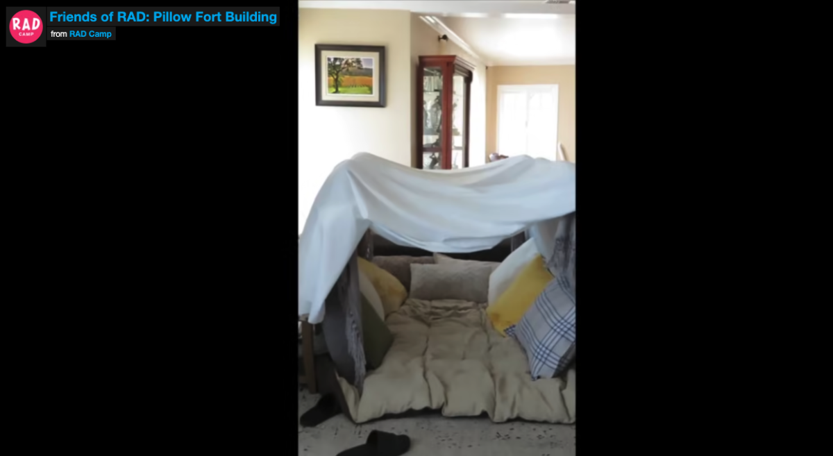 A fort made out of pillows and blankets inside someone's house