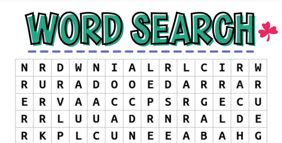 Word search activity sheet