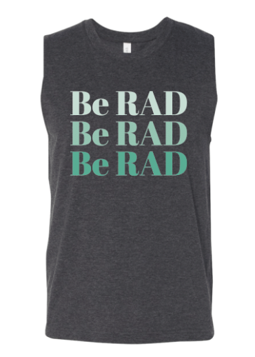 Dark grey muscle tank with ombre Be RAD
