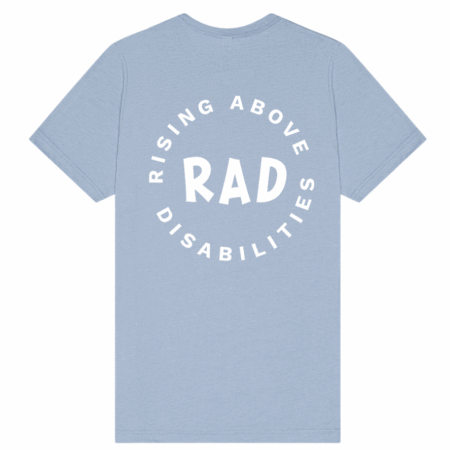 blue tshirt with white rad logo